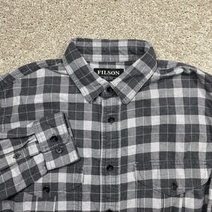 Filson Shirt Alaskan Guide Flannel Mens XS Black‎ White Gray Plaid LS Outdoor